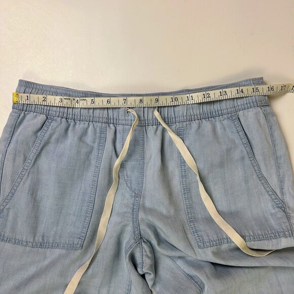 Ann Taylor LOFT Linen & Lyocell Drawstring Pants Cuffed Joggers Chambray Blue S - Picture 7 of 10